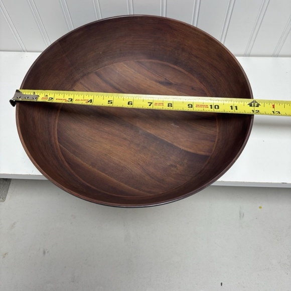 Black Plastic Faux Wood Grain Salad Serving Mixing Bowl - Picture 6 of 6